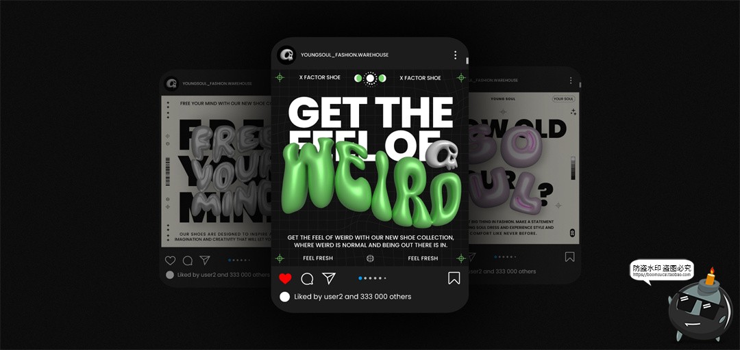 图片[9]-朋克Y2K时尚3D膨胀泡泡软糖字体社交媒体排版海报AI矢量模板素材-设计猿