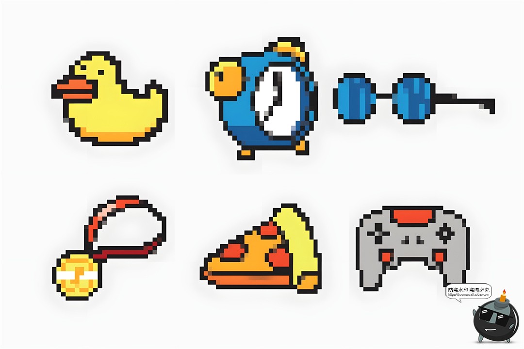 图片[4]-卡通潮流复古街机游戏低保真像素马赛克插画图标AI矢量PNG素材图-设计猿