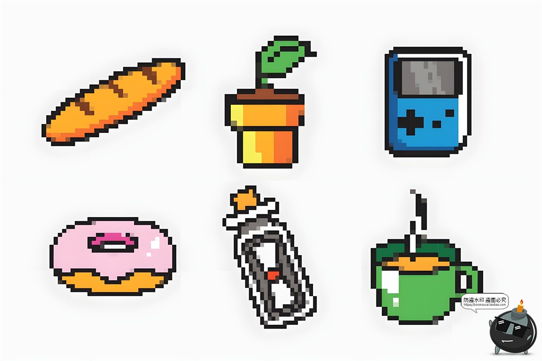 图片[5]-卡通潮流复古街机游戏低保真像素马赛克插画图标AI矢量PNG素材图-设计猿