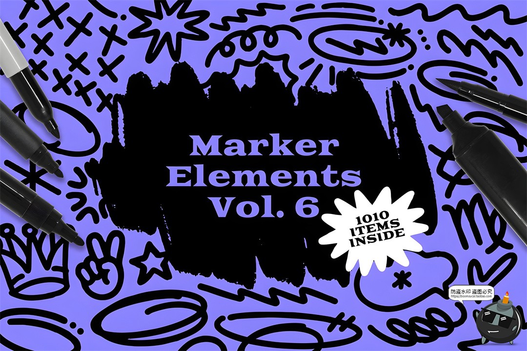 图片[1]-1000款马克笔手绘标记符号涂鸦线条爱心气泡对话框AI矢量PNG素材-设计猿