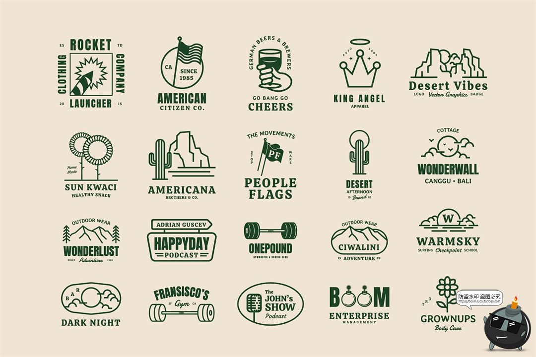 图片[2]-复古线条拼贴字母组合图标图形LOGO徽标徽章艺术贴纸AI矢量素材-设计猿