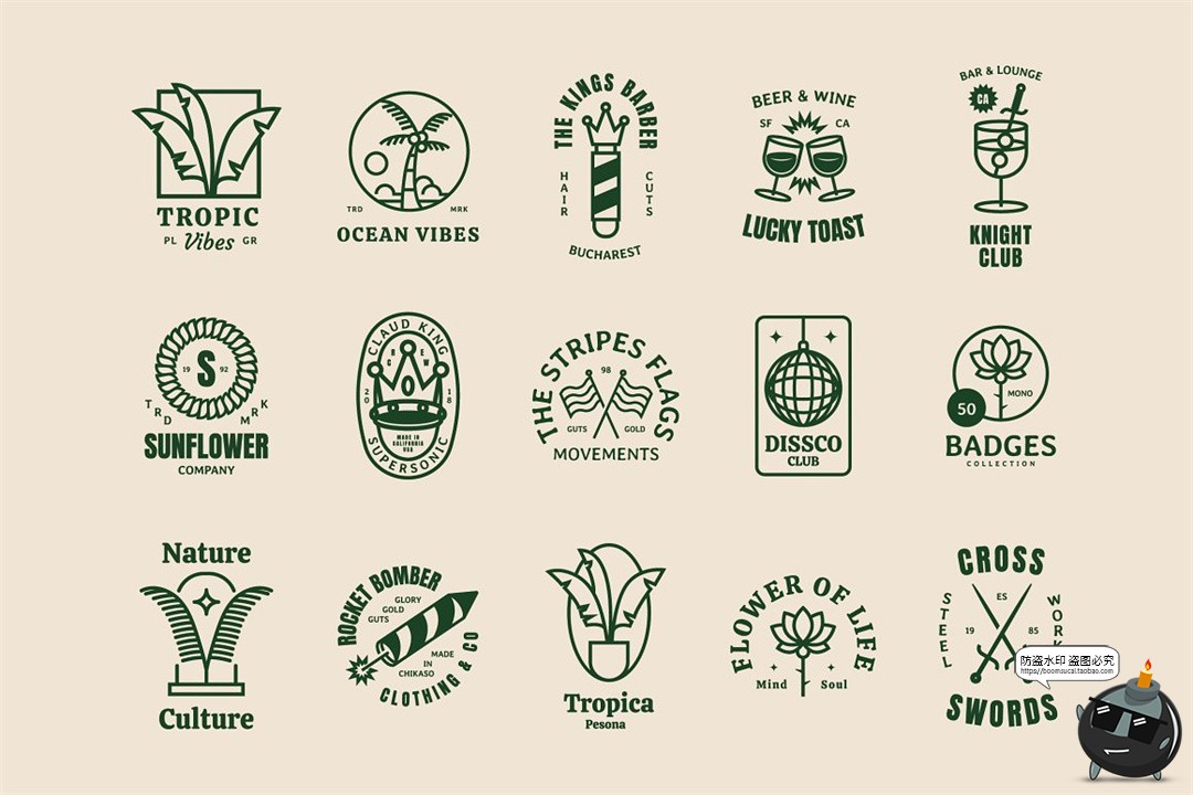 图片[4]-复古线条拼贴字母组合图标图形LOGO徽标徽章艺术贴纸AI矢量素材-设计猿