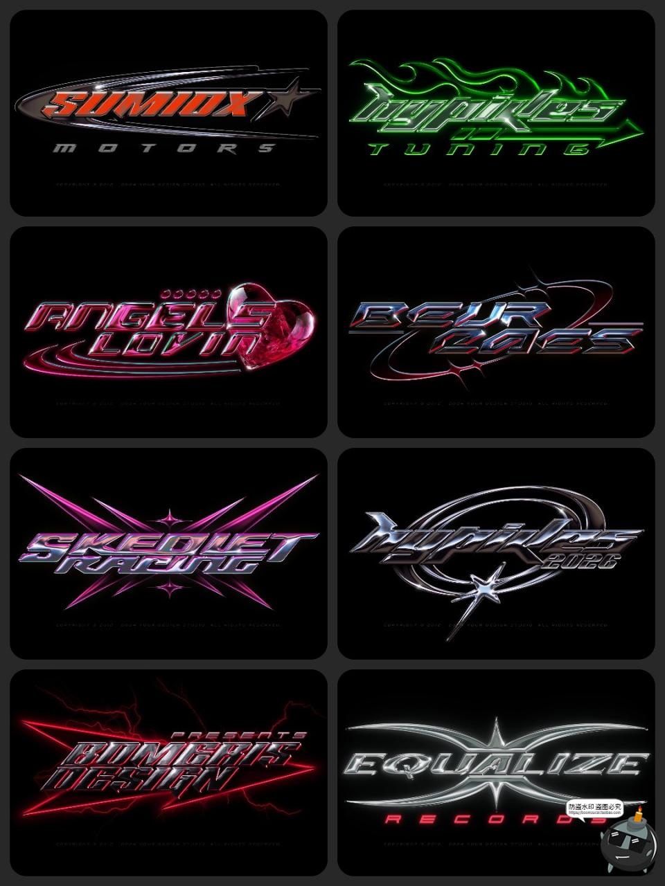 图片[2]-Y2K千禧年美学金属质感嘻哈酸性3D立体金属标题特效字PSD模板素材-设计猿