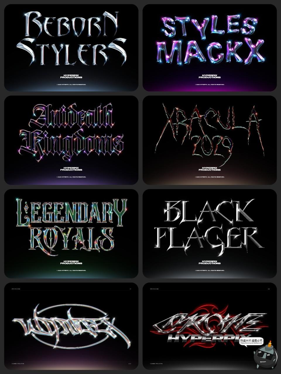 图片[5]-Y2K千禧年美学金属质感嘻哈酸性3D立体金属标题特效字PSD模板素材-设计猿