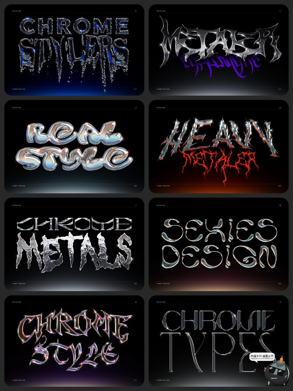 图片[6]-Y2K千禧年美学金属质感嘻哈酸性3D立体金属标题特效字PSD模板素材-设计猿