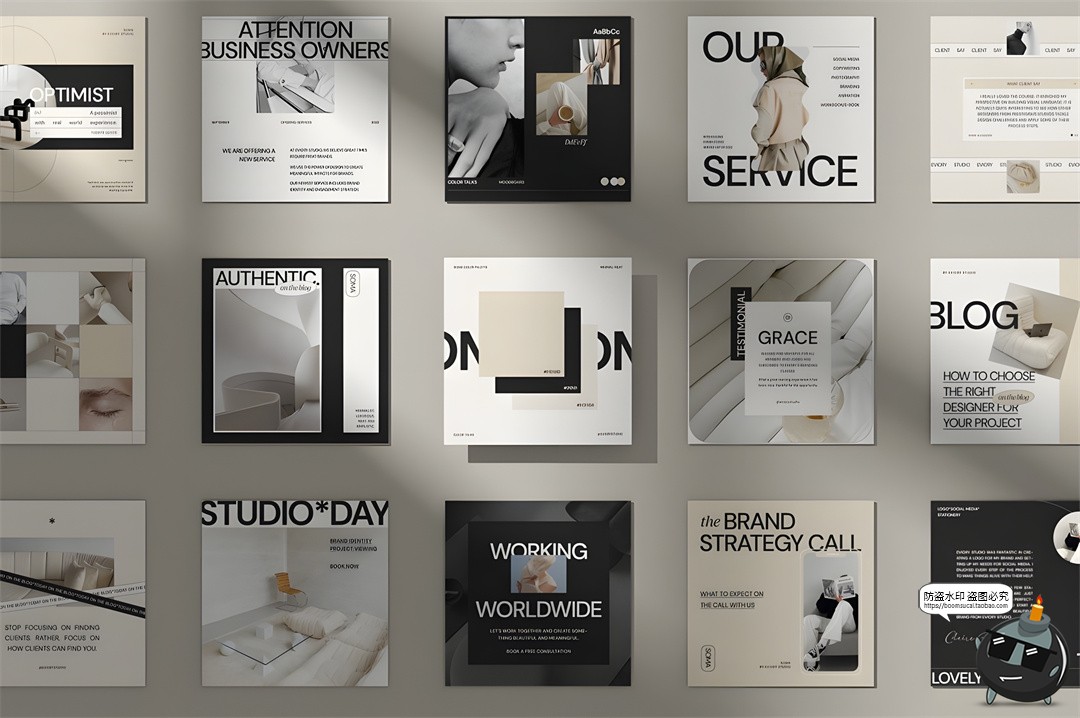 图片[2]-简约文艺服装社交媒体品牌海报图形方形竖版图文排版PSD模板素材-设计猿