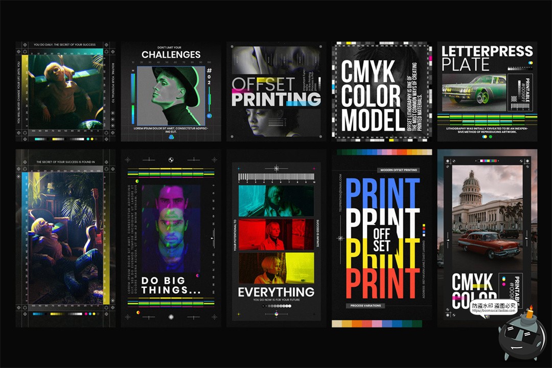 图片[3]-科幻胶片帧风格独特炫酷新潮图文排版方形竖版海报PSD模板ps素材-设计猿