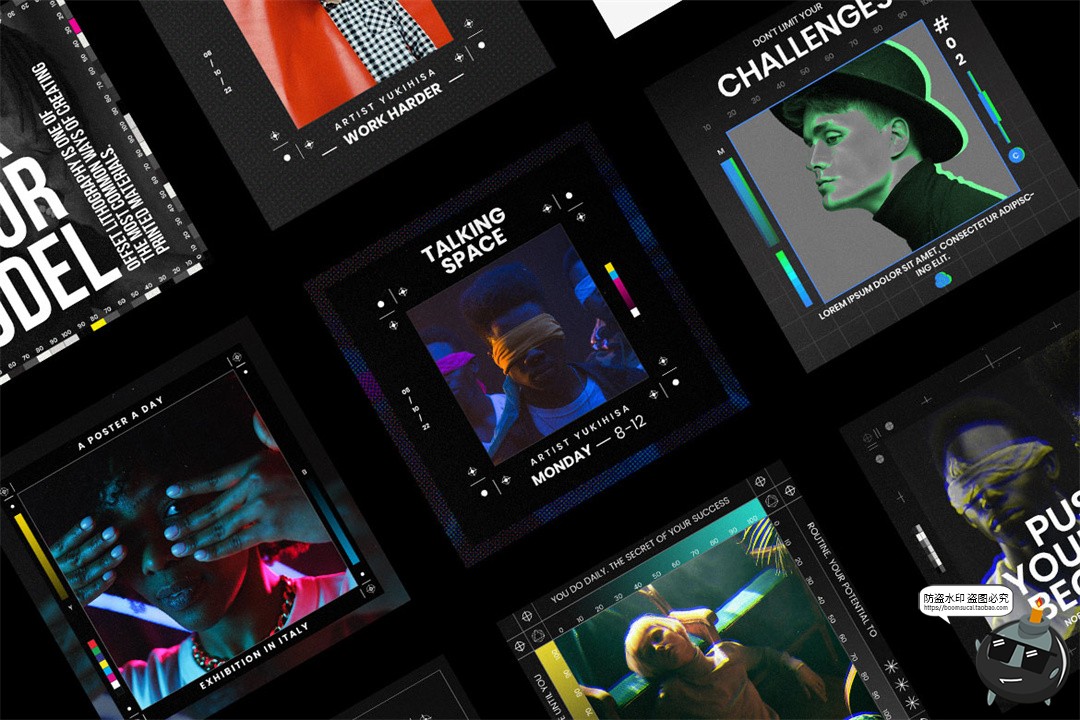 图片[4]-科幻胶片帧风格独特炫酷新潮图文排版方形竖版海报PSD模板ps素材-设计猿