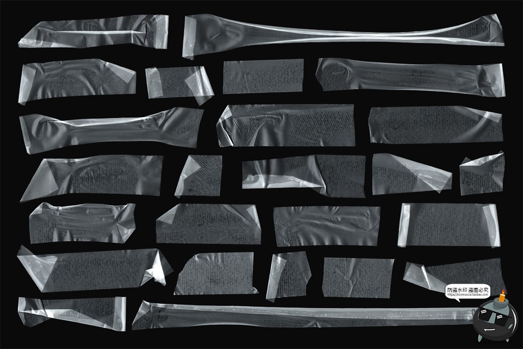 图片[2]-透明胶带贴纸拼贴艺术海报广告封面装饰元素美工手账图形PNG素材-设计猿