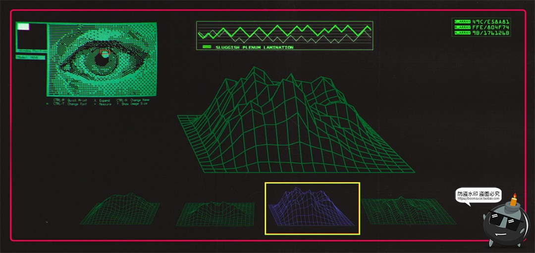 图片[1]-复古时尚未来派线框线性空间重力网格扭曲AI矢量PNG免扣元素素材-设计猿
