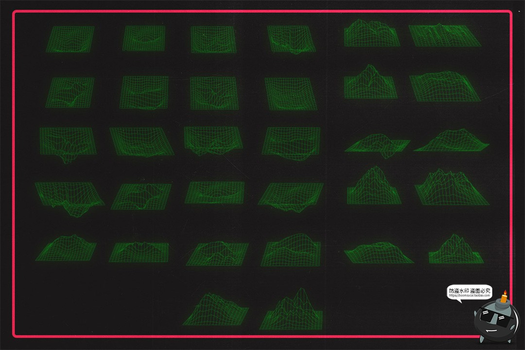 图片[4]-复古时尚未来派线框线性空间重力网格扭曲AI矢量PNG免扣元素素材-设计猿