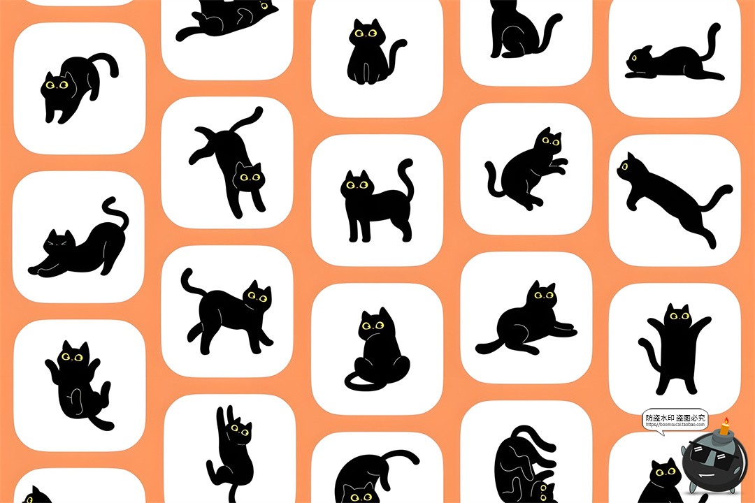 图片[5]-趣味卡通猫咪黑色猫图标图形动作插图插画PNG免抠AI矢量SVG素材-设计猿