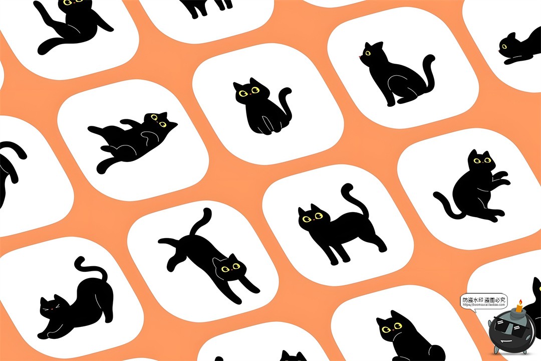 图片[6]-趣味卡通猫咪黑色猫图标图形动作插图插画PNG免抠AI矢量SVG素材-设计猿