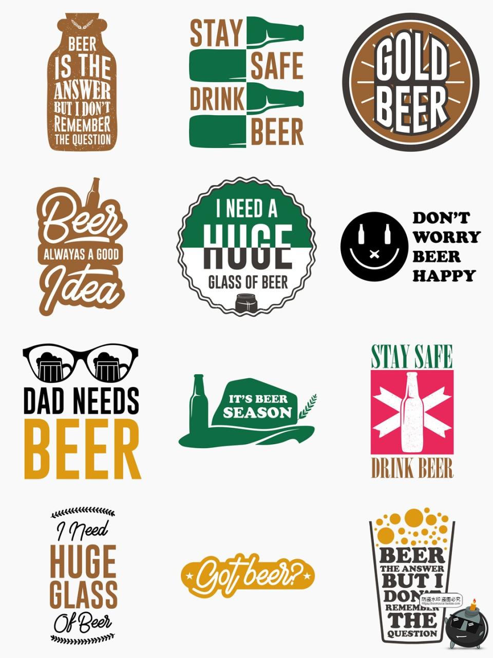 图片[1]-简约英文啤酒标语主题元素T恤印花烫印图案AI矢量图PNG免抠素材-设计猿