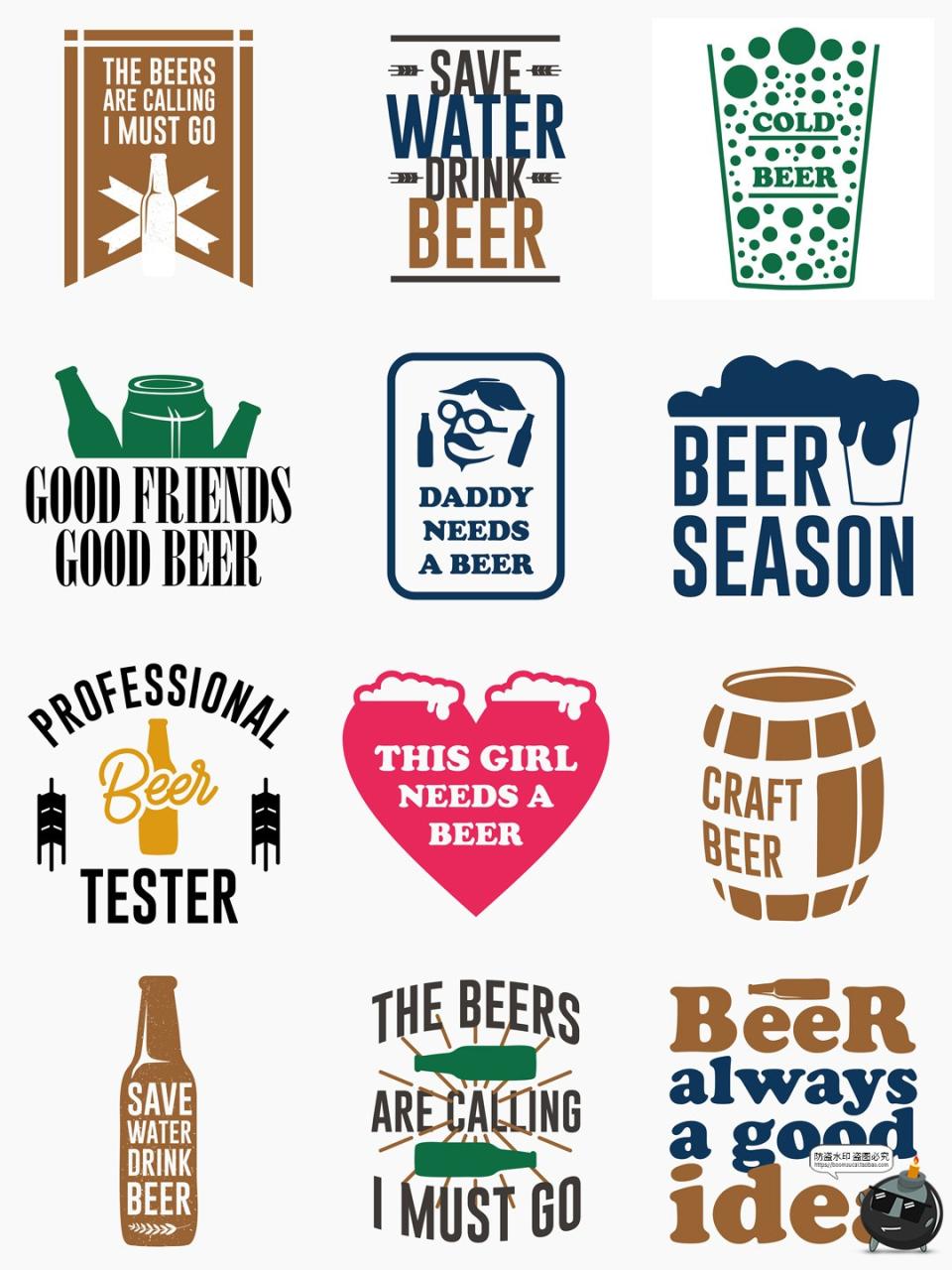 图片[2]-简约英文啤酒标语主题元素T恤印花烫印图案AI矢量图PNG免抠素材-设计猿