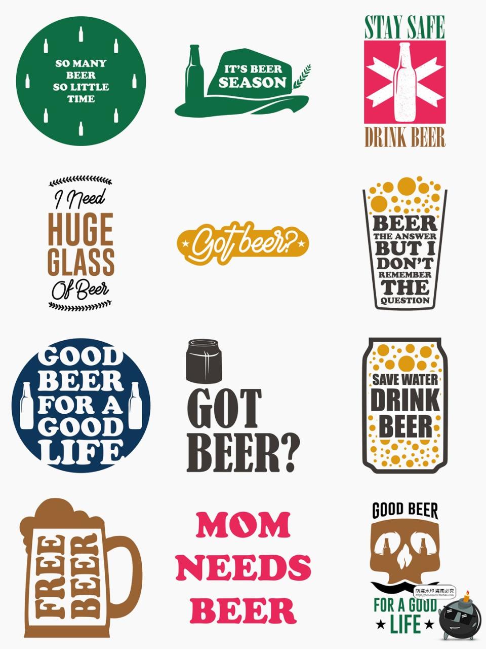 图片[3]-简约英文啤酒标语主题元素T恤印花烫印图案AI矢量图PNG免抠素材-设计猿