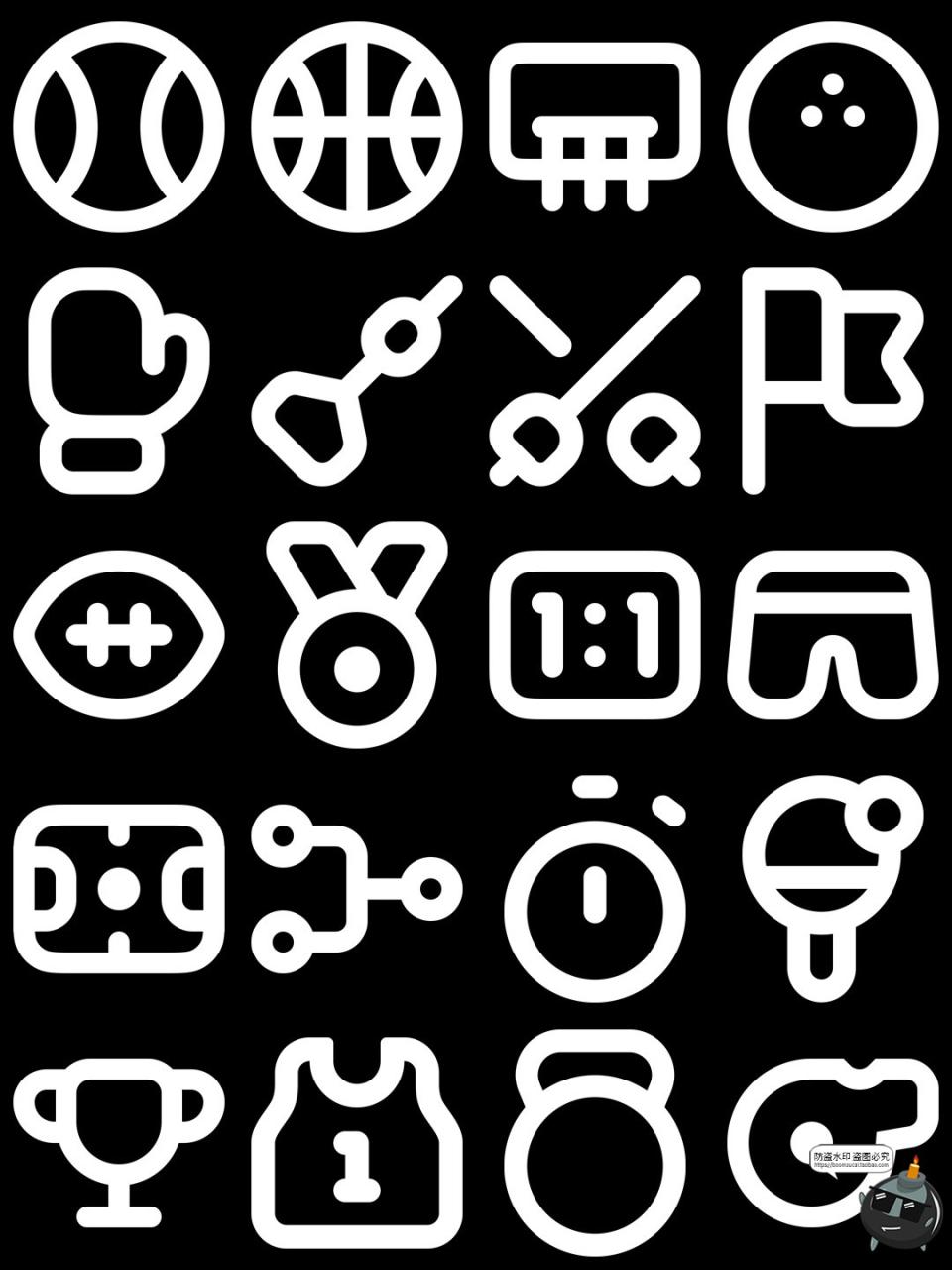 图片[2]-体育竞技小图标篮球足球运动icon线面结合图标PNG素材svg+fig格式-设计猿