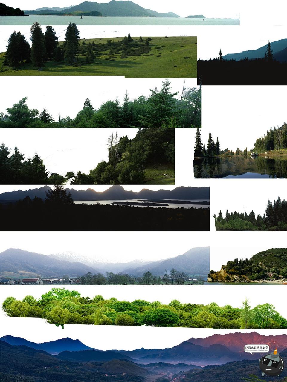 图片[5]-自然远景山体近景树丛林配景树景观PSD模板分层后期P图合成ps素材-设计猿