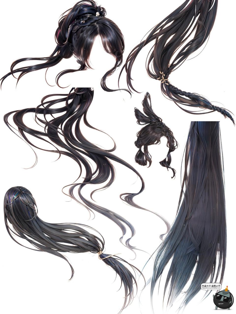 图片[1]-中国古风仙侠cos头发造型飞舞后期PNG高清免抠图片后期美工素材-设计猿
