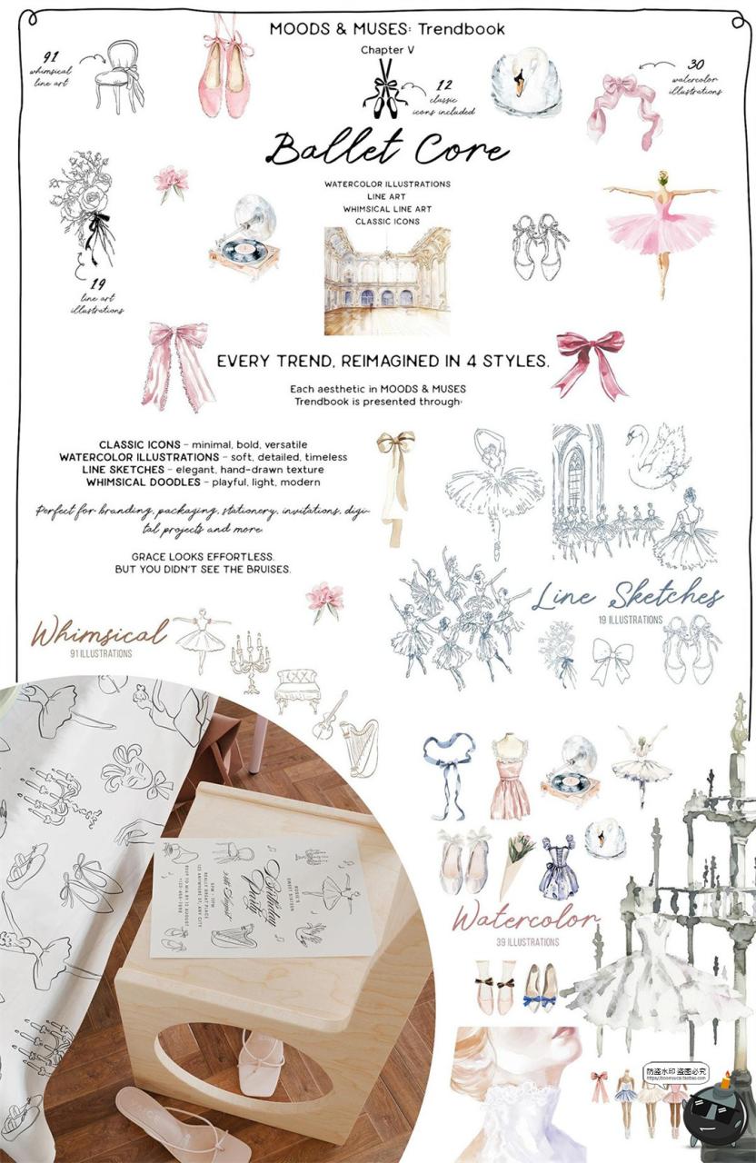 图片[6]-1000款优雅时尚潮流水彩手绘线描涂鸦插图PNG免抠插画AI矢量素材-设计猿