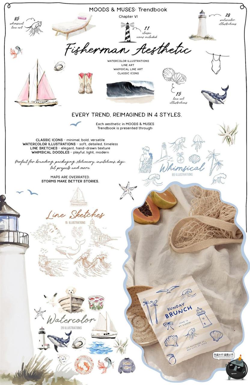 图片[7]-1000款优雅时尚潮流水彩手绘线描涂鸦插图PNG免抠插画AI矢量素材-设计猿