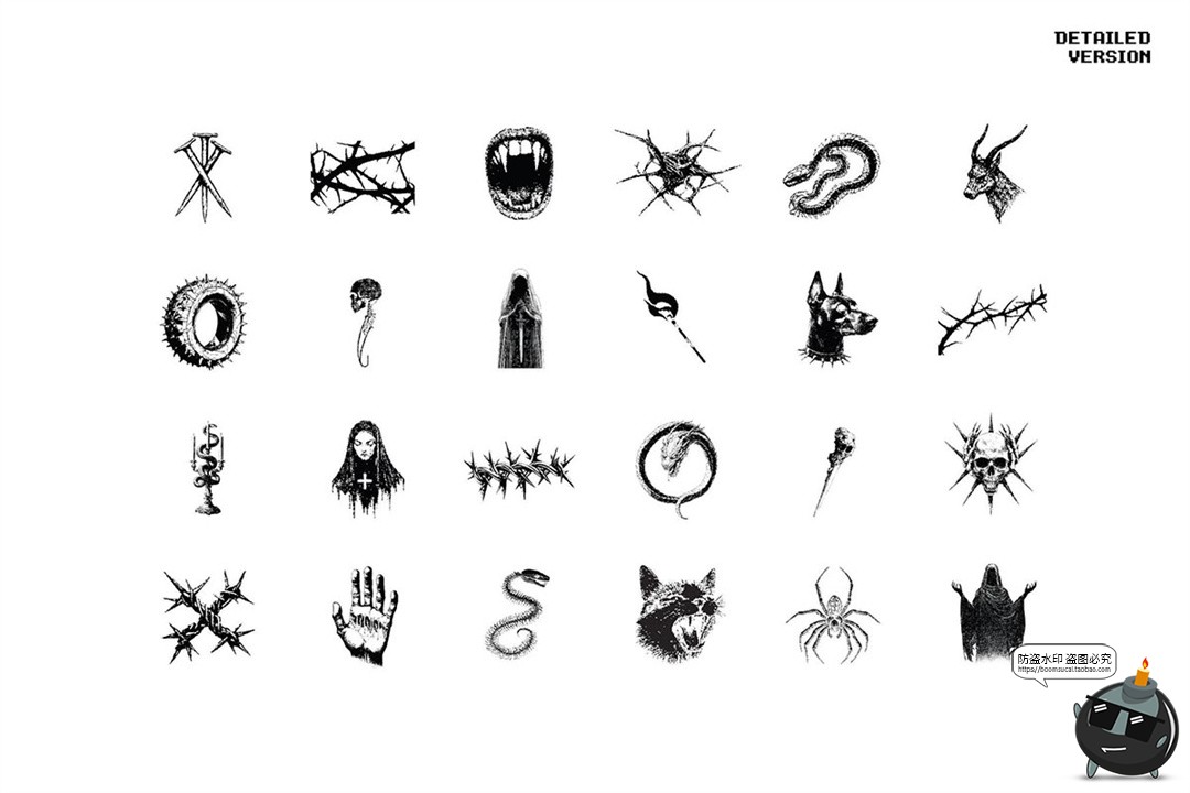 图片[3]-暗黑邪恶恐怖潮流复古像素马赛克低保真插图画PNG免抠AI矢量素材-设计猿