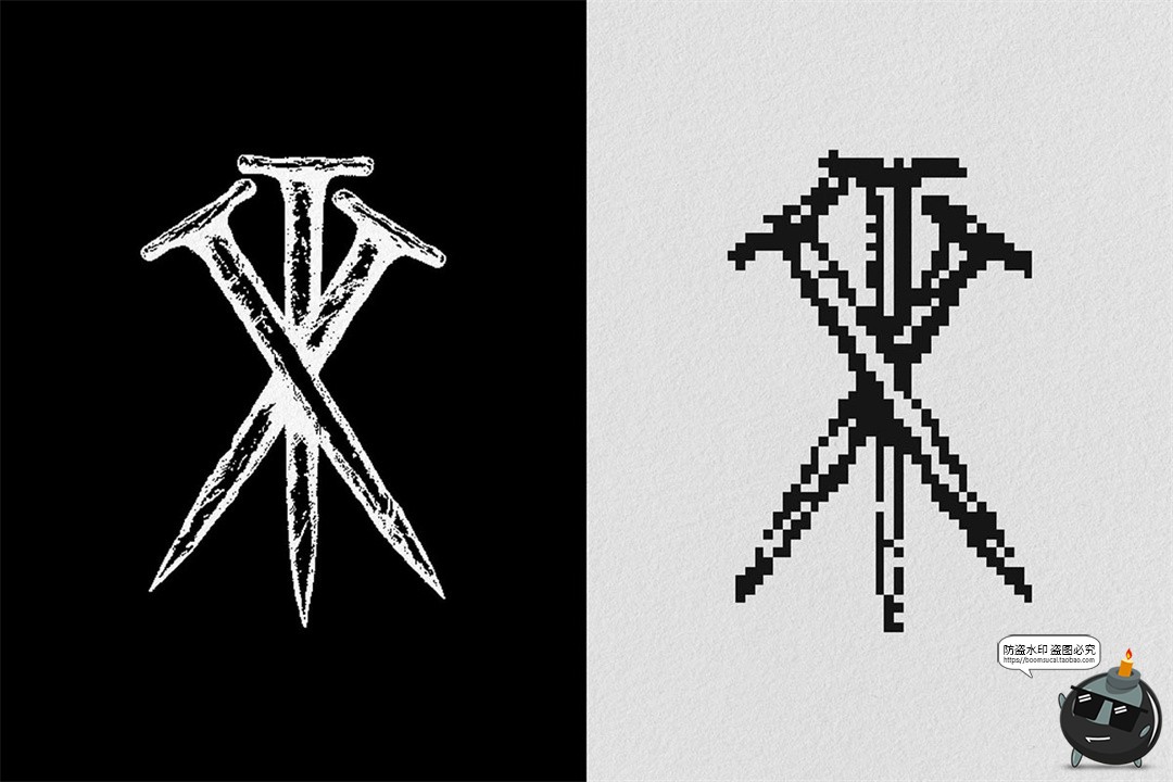图片[4]-暗黑邪恶恐怖潮流复古像素马赛克低保真插图画PNG免抠AI矢量素材-设计猿