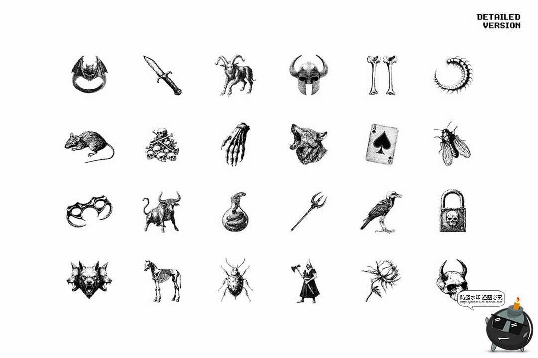 图片[11]-暗黑邪恶恐怖潮流复古像素马赛克低保真插图画PNG免抠AI矢量素材-设计猿