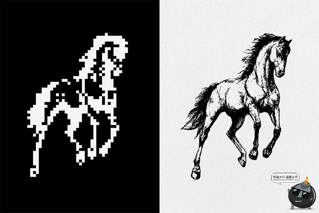 图片[18]-暗黑邪恶恐怖潮流复古像素马赛克低保真插图画PNG免抠AI矢量素材-设计猿