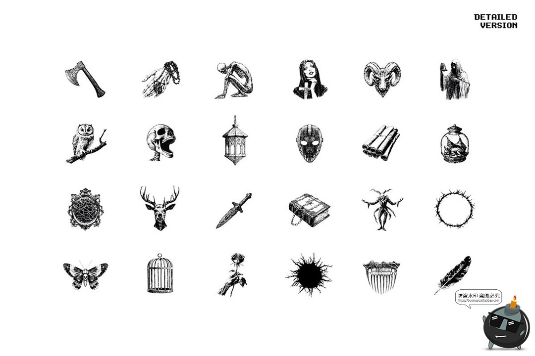 图片[19]-暗黑邪恶恐怖潮流复古像素马赛克低保真插图画PNG免抠AI矢量素材-设计猿