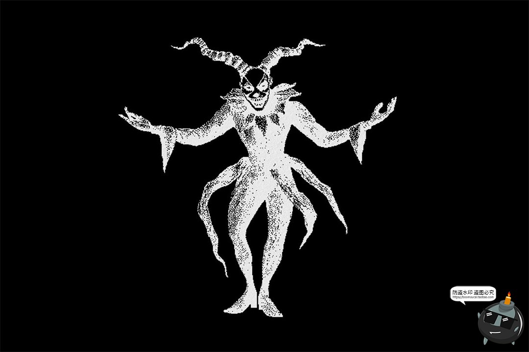 图片[20]-暗黑邪恶恐怖潮流复古像素马赛克低保真插图画PNG免抠AI矢量素材-设计猿