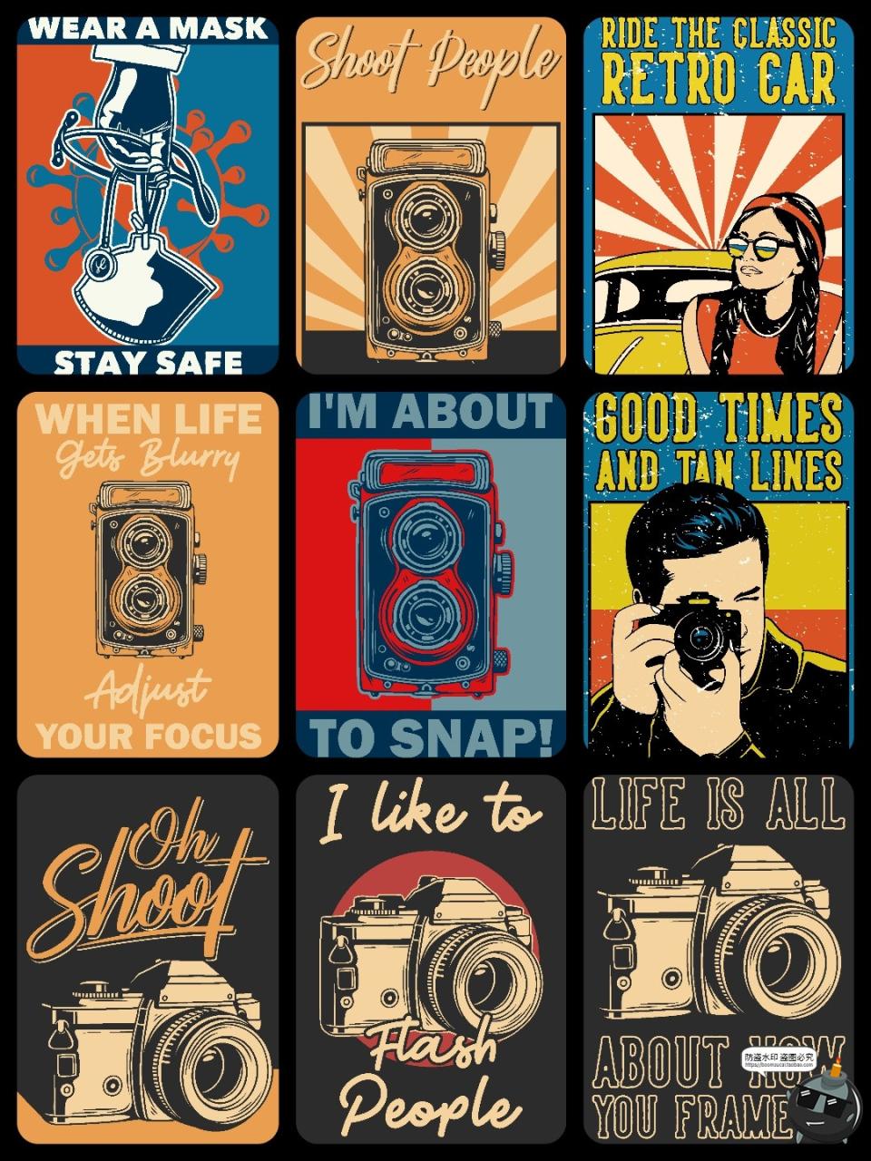 图片[1]-经典美式复古风手绘插画插图怀旧海报招贴传单印花图案AI矢量素材-设计猿