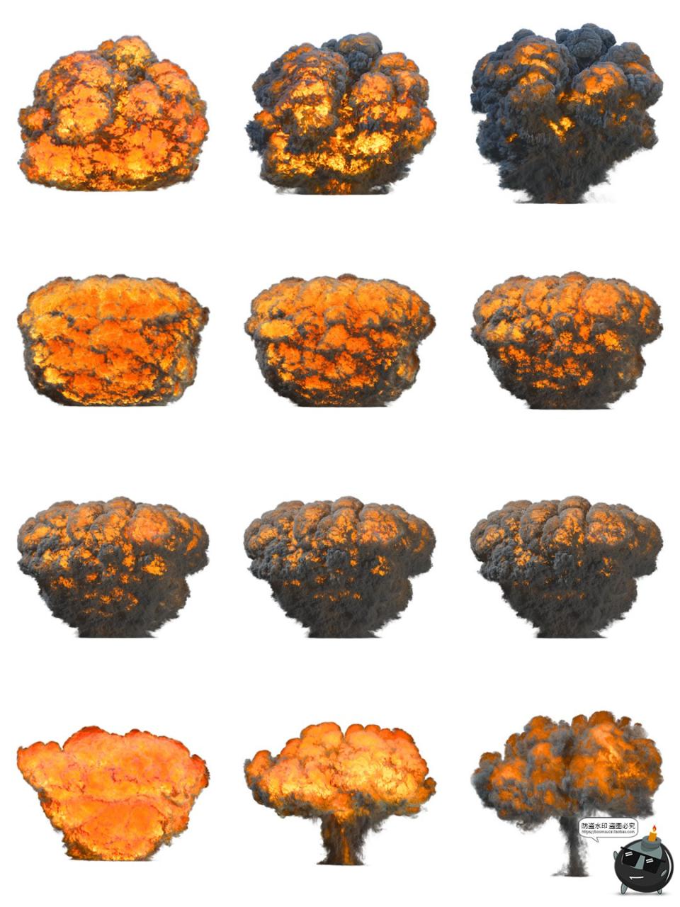 图片[2]-爆炸轰炸爆破黑烟火焰燃烧免扣PNG免抠图片特效后期合成用素材图-设计猿
