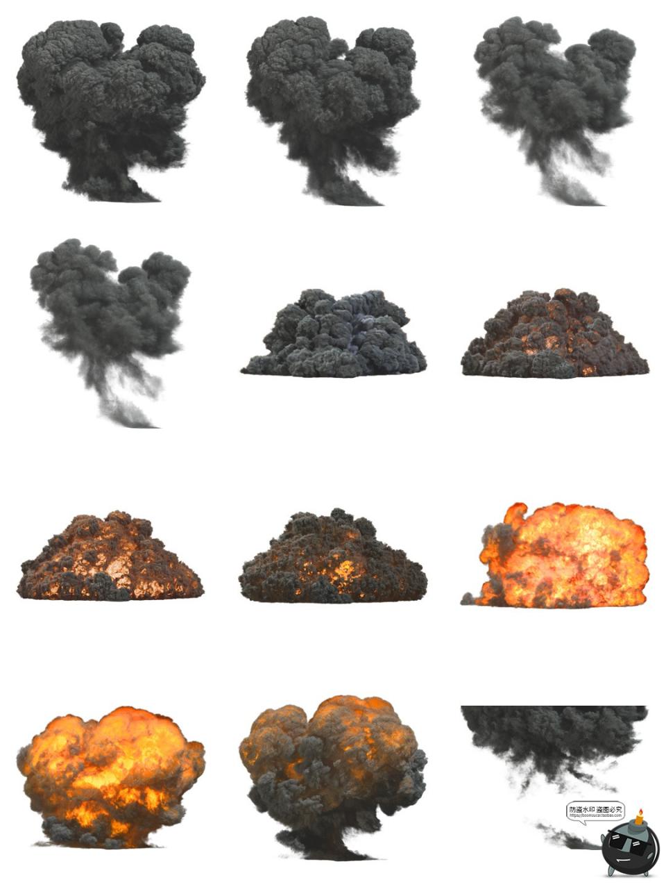 图片[4]-爆炸轰炸爆破黑烟火焰燃烧免扣PNG免抠图片特效后期合成用素材图-设计猿