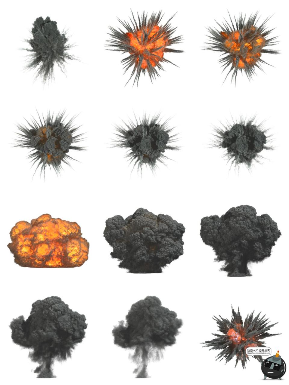 图片[5]-爆炸轰炸爆破黑烟火焰燃烧免扣PNG免抠图片特效后期合成用素材图-设计猿