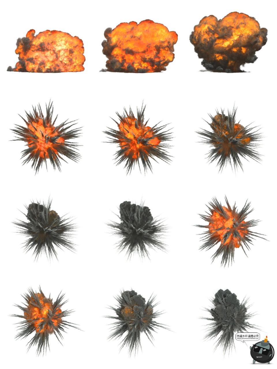 图片[6]-爆炸轰炸爆破黑烟火焰燃烧免扣PNG免抠图片特效后期合成用素材图-设计猿