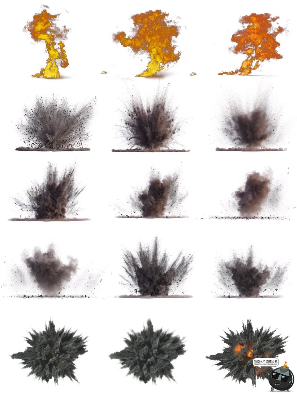 图片[7]-爆炸轰炸爆破黑烟火焰燃烧免扣PNG免抠图片特效后期合成用素材图-设计猿