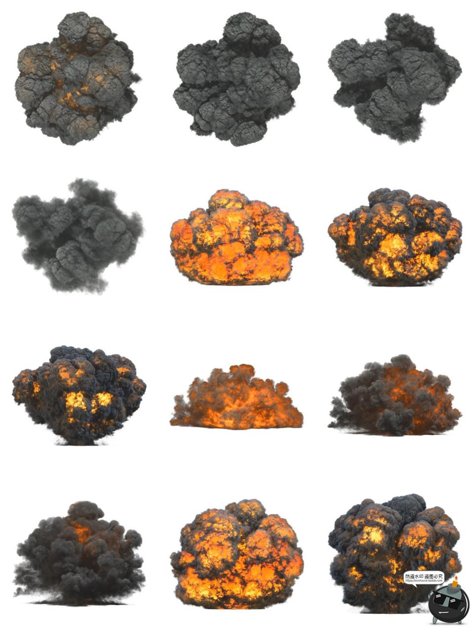 图片[8]-爆炸轰炸爆破黑烟火焰燃烧免扣PNG免抠图片特效后期合成用素材图-设计猿