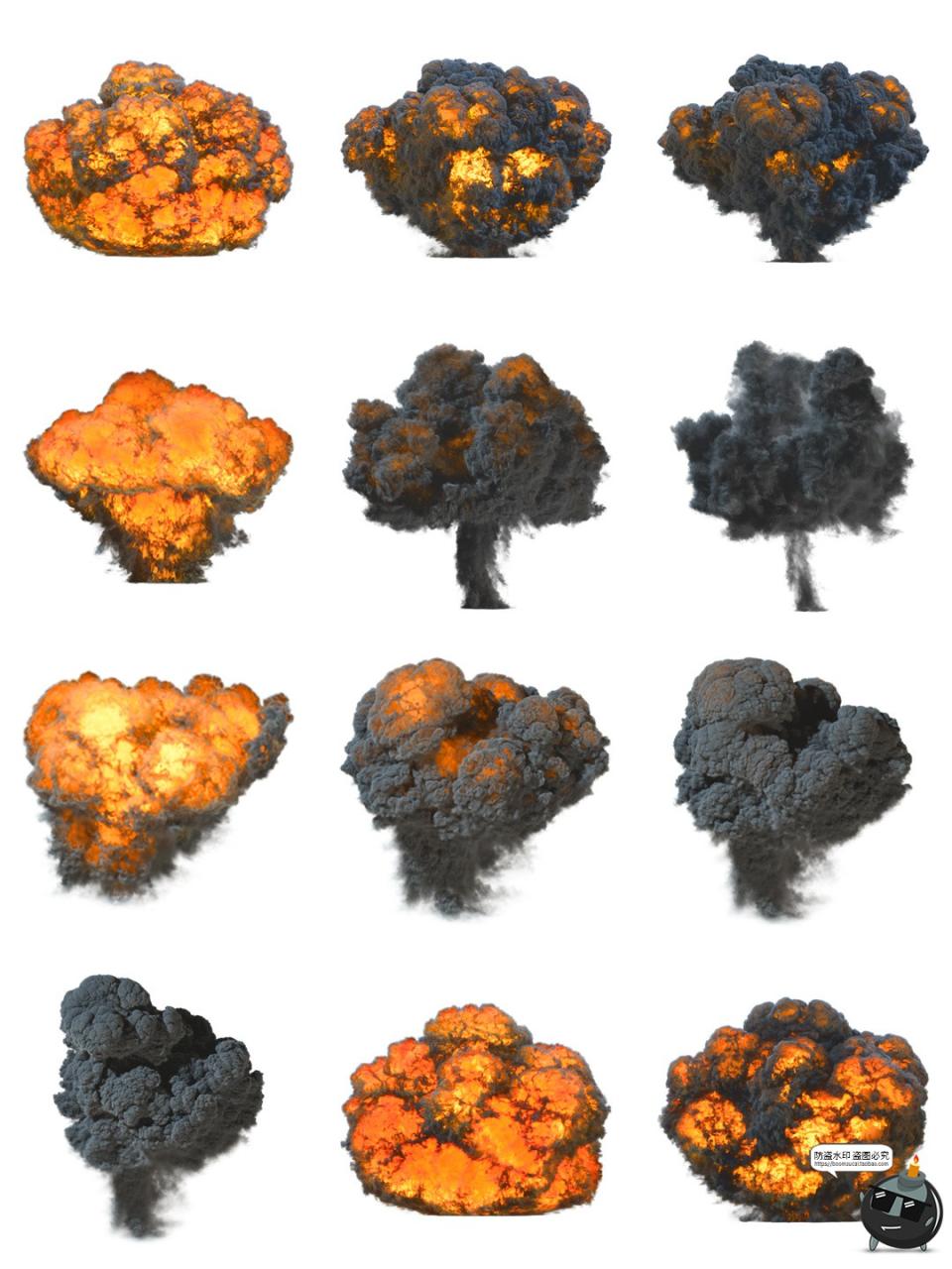 图片[9]-爆炸轰炸爆破黑烟火焰燃烧免扣PNG免抠图片特效后期合成用素材图-设计猿
