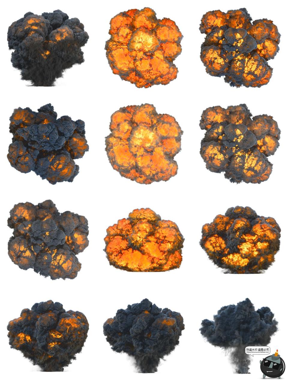 图片[10]-爆炸轰炸爆破黑烟火焰燃烧免扣PNG免抠图片特效后期合成用素材图-设计猿
