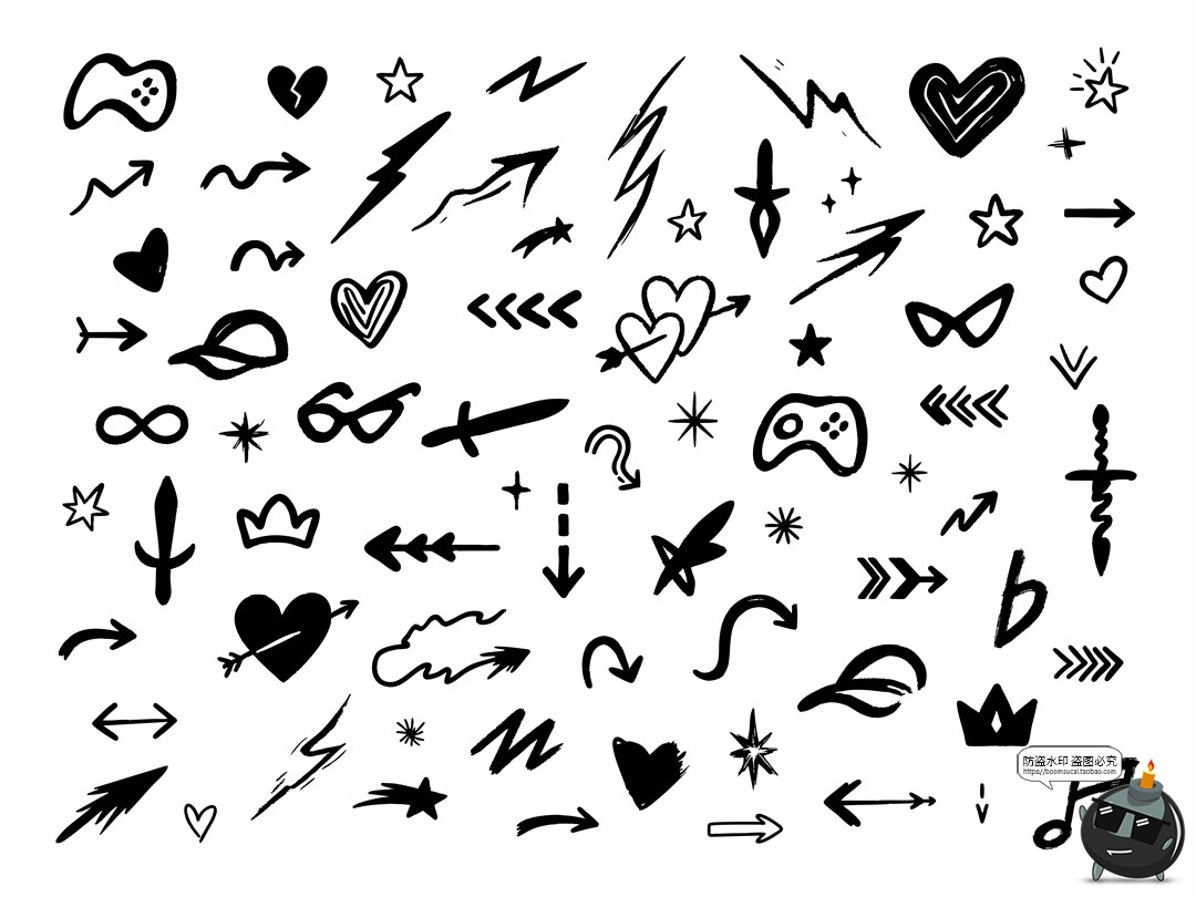 图片[4]-创意手绘卡通涂鸦草图动物植物符号元素插图AI矢量PNG免抠素材-设计猿