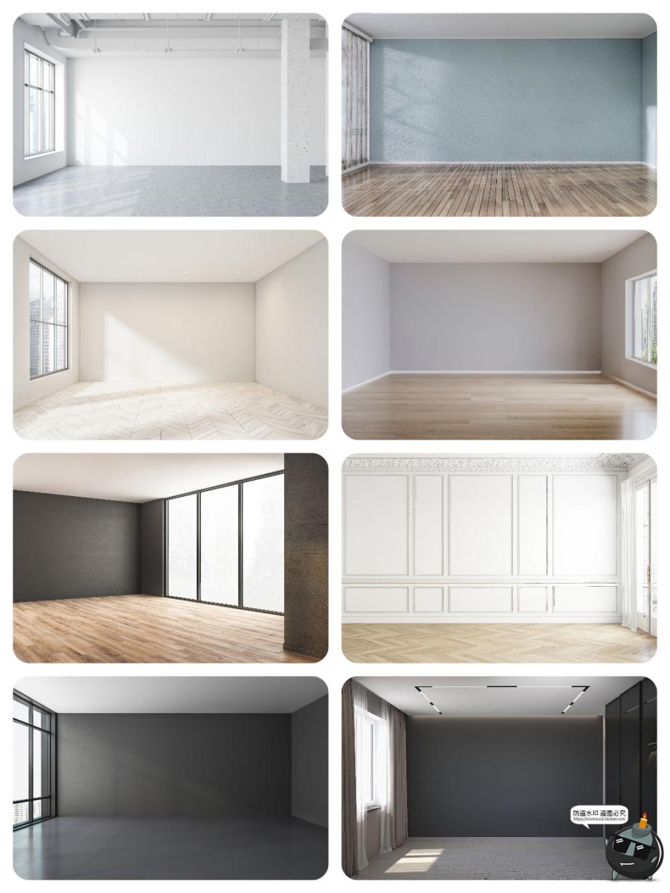 图片[3]-空旷房间客厅卧室内高清墙壁装修设计背景落地板窗帘JPG图片素材-设计猿