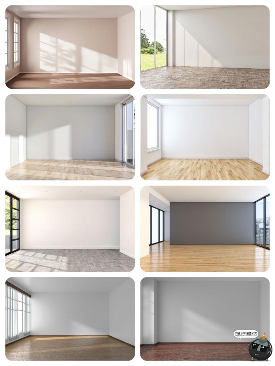 图片[4]-空旷房间客厅卧室内高清墙壁装修设计背景落地板窗帘JPG图片素材-设计猿