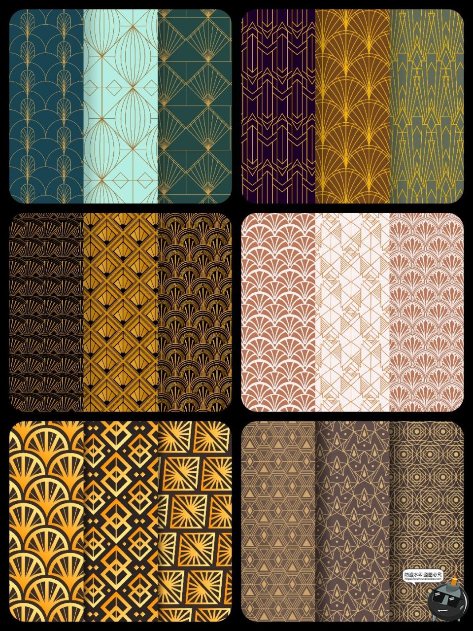 图片[1]-传统古典几何花纹平铺无缝图案装饰背景墙纸包装纹理AI矢量图素材-设计猿