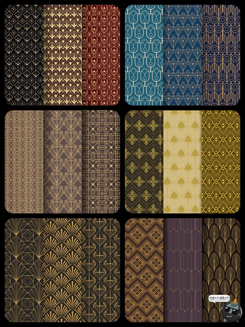 图片[2]-传统古典几何花纹平铺无缝图案装饰背景墙纸包装纹理AI矢量图素材-设计猿