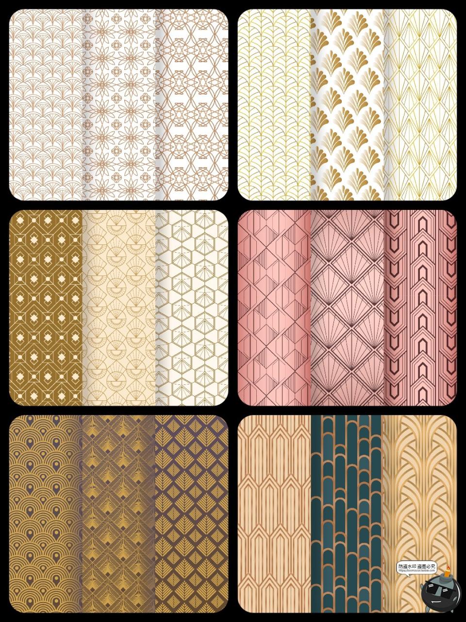 图片[5]-传统古典几何花纹平铺无缝图案装饰背景墙纸包装纹理AI矢量图素材-设计猿