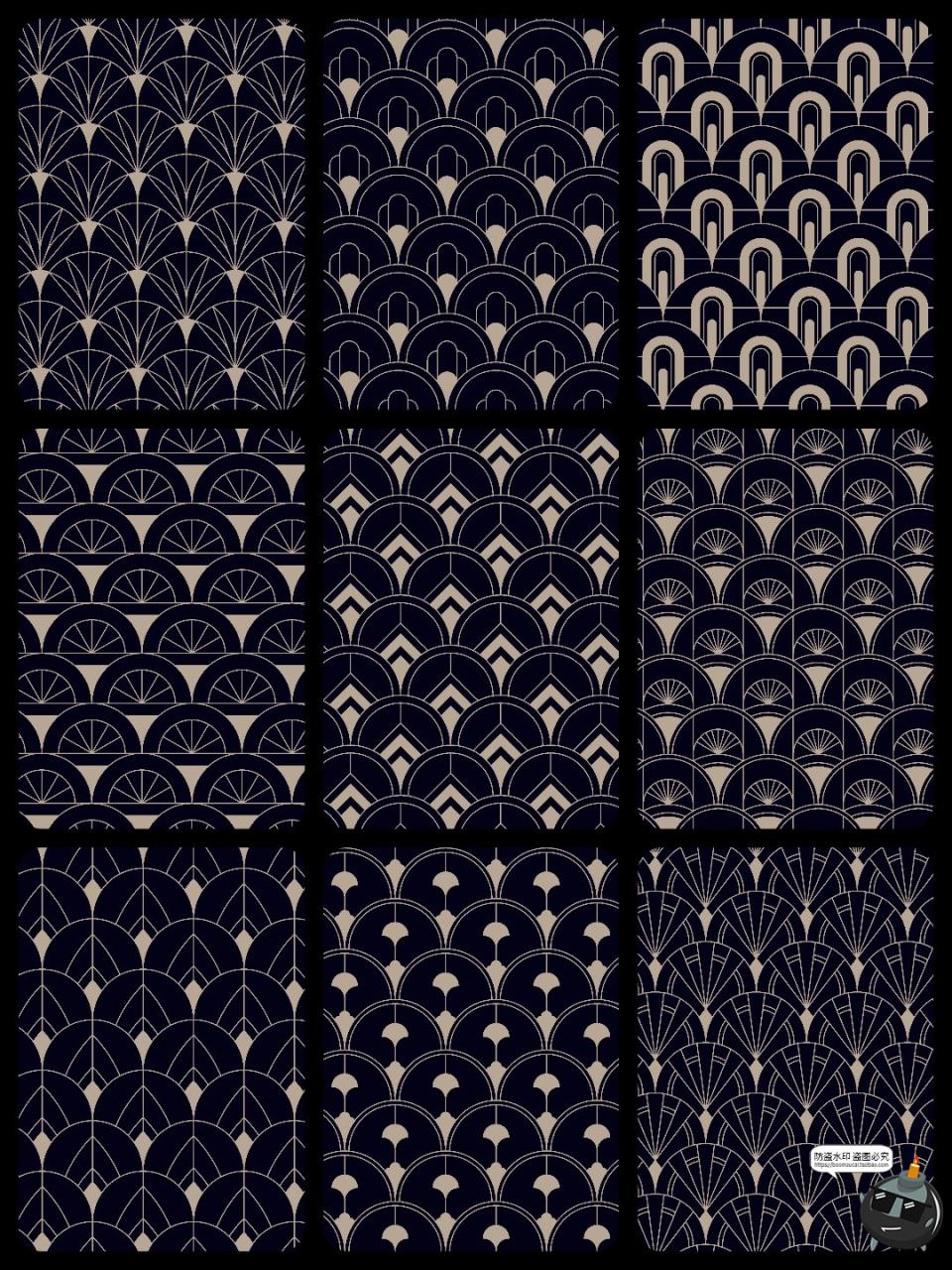 图片[2]-传统复古艺术几何鱼鳞纹无缝平铺纹样包装图案AI矢量JPG图片素材-设计猿