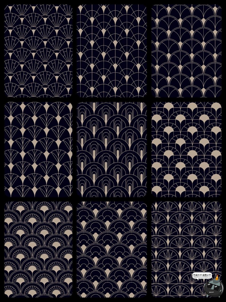 图片[3]-传统复古艺术几何鱼鳞纹无缝平铺纹样包装图案AI矢量JPG图片素材-设计猿