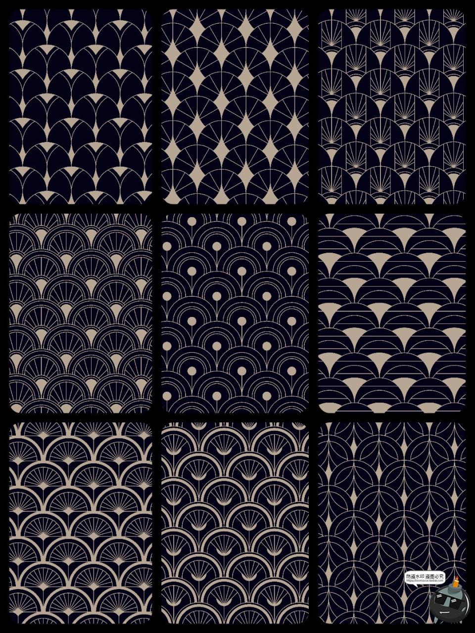 图片[5]-传统复古艺术几何鱼鳞纹无缝平铺纹样包装图案AI矢量JPG图片素材-设计猿