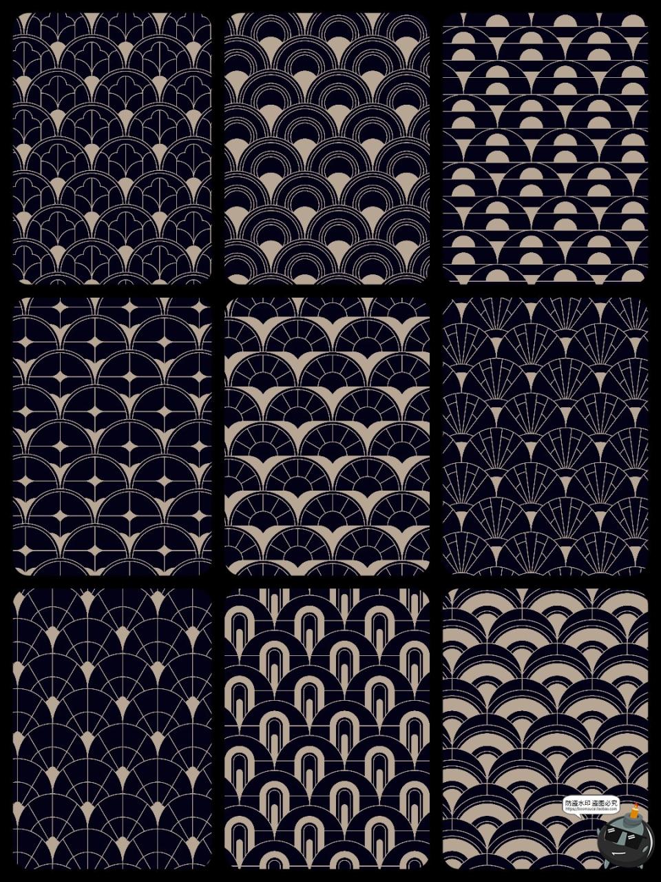 图片[6]-传统复古艺术几何鱼鳞纹无缝平铺纹样包装图案AI矢量JPG图片素材-设计猿